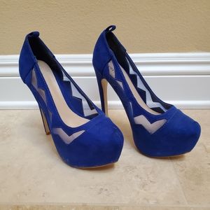 6in blue platform heels